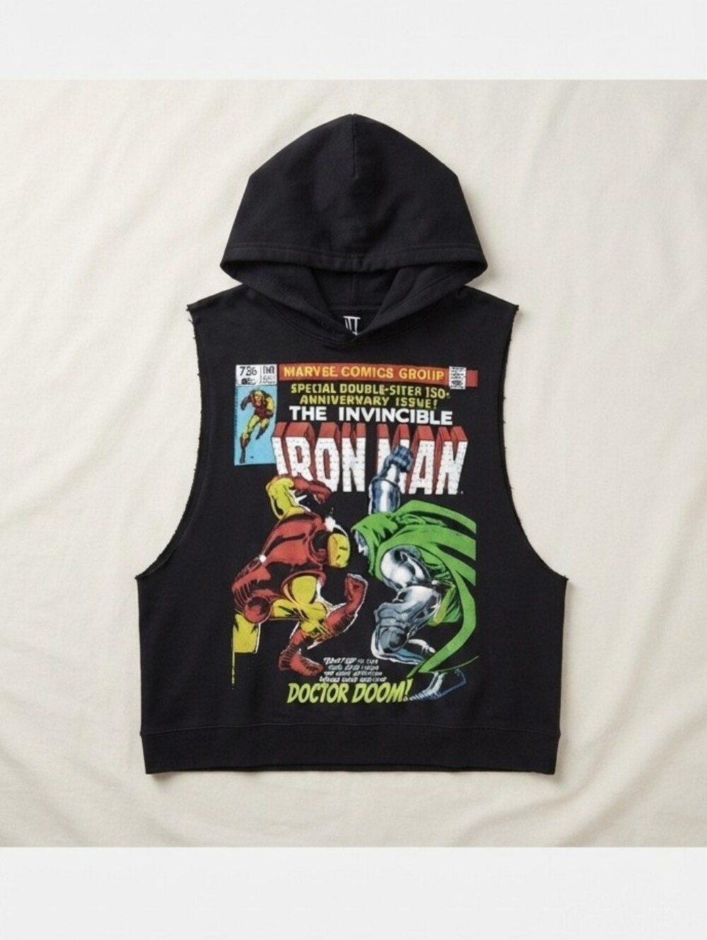 Marvel Black Iron Man Sleeveless Hoodie
